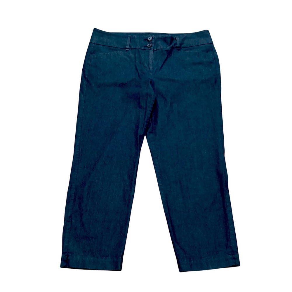 Loft Outlet Original Crop Pants Womens 8 Dark Indigo Blue Cotton Blend Straight